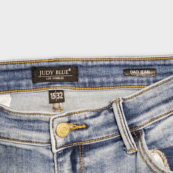 Judy Blue Parkersburg Mid Rise Dad Straight Jean Sz 15/32 Light Wash Distressed - Picture 7 of 16